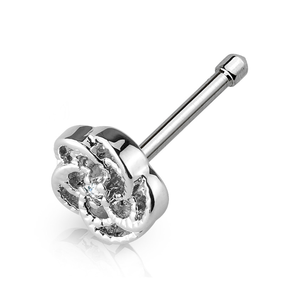 Orr piercing egyenes szárral, rózsával