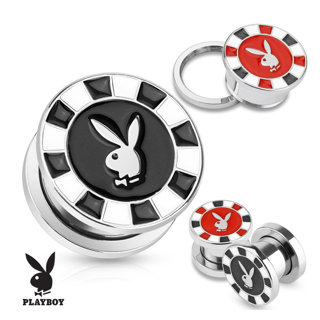Plug orvosi acélból, Playboy™ nyuszis póker zseton dísszel