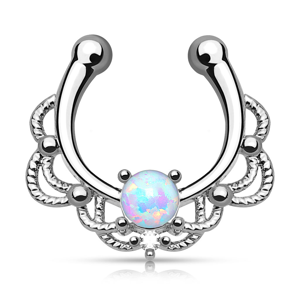 Fake septum piercing opál kővel, lánc dizájnnal