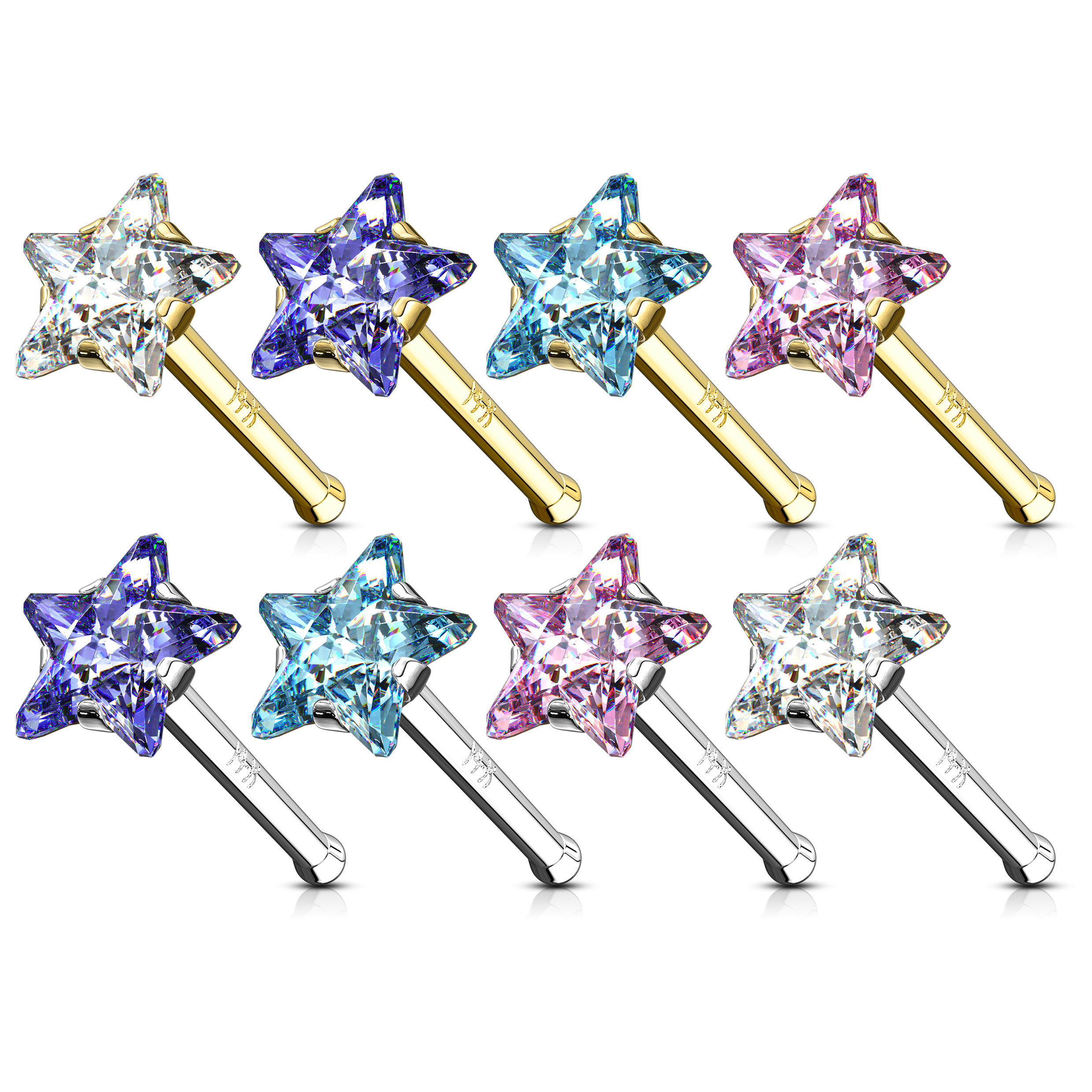 Orr piercing 14 karátos aranyból, csillag formájú kővel