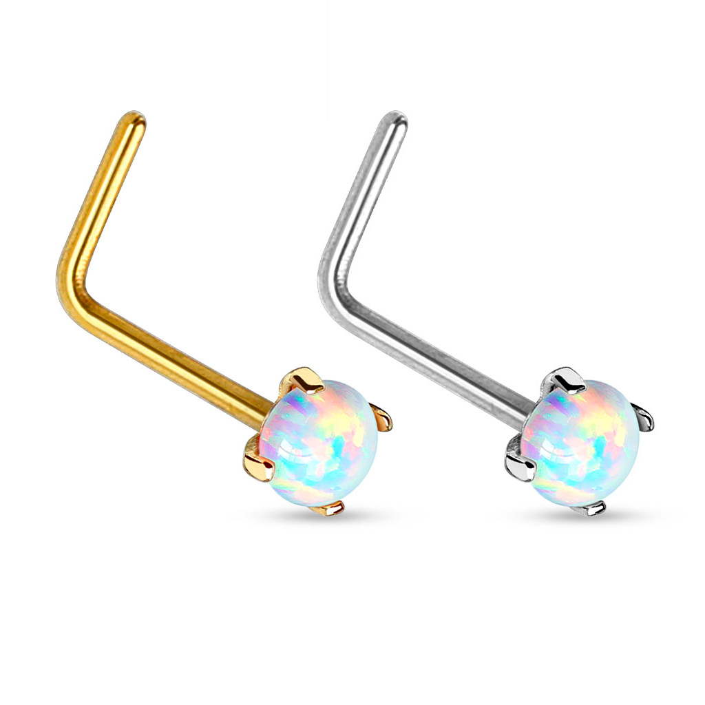 Orr piercing 14 karátos aranyból, opál kővel