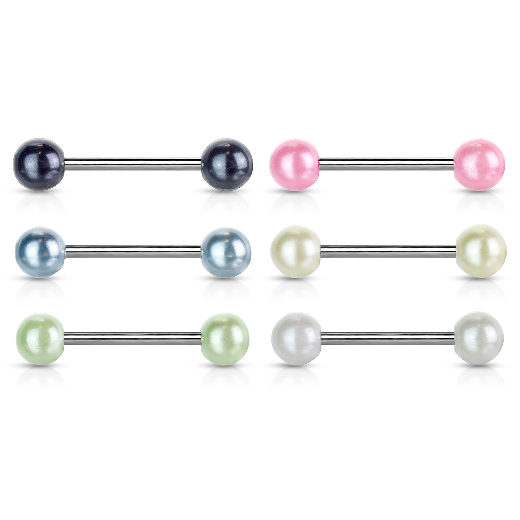 Nyelv piercing, gyönyház hatású golyóval
