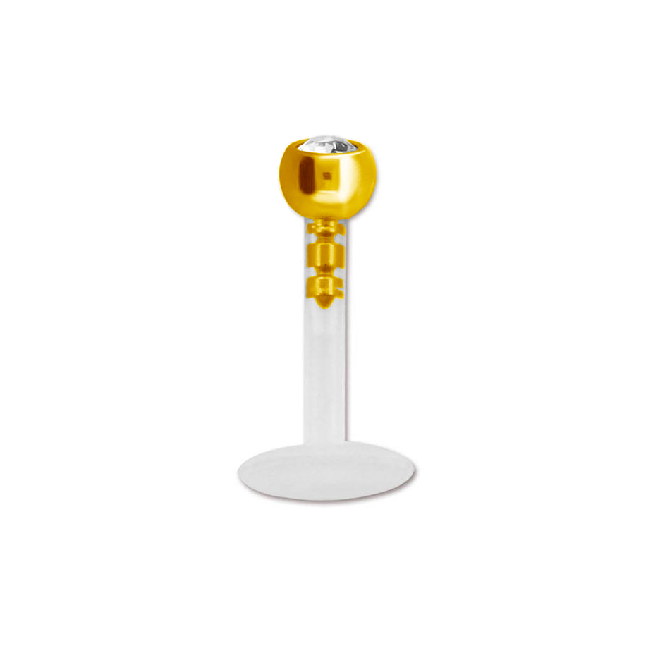 Labret ptfe-ből, színes foglalatos kővel