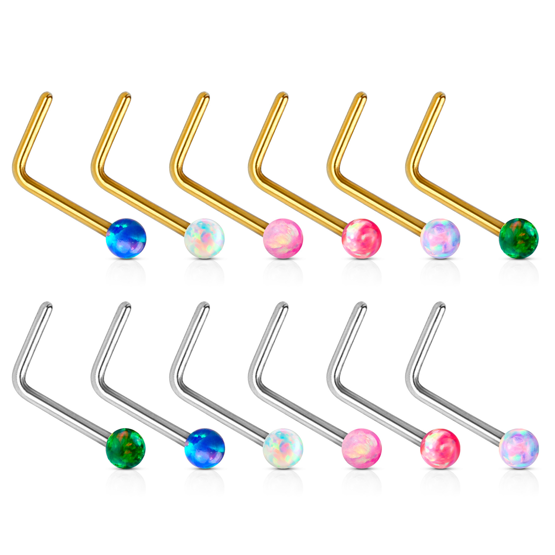 Orr piercing, 14 karátos aranyból, opál golyóval