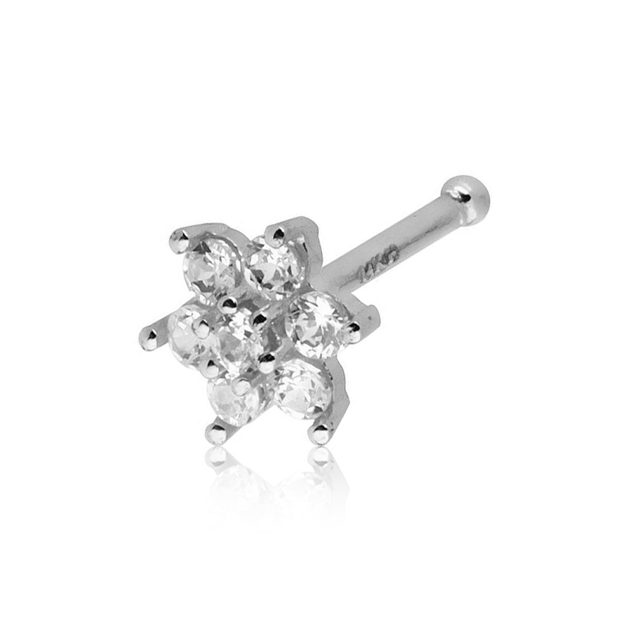 Orr piercing egyenes szárral, 14 karátos arnayból, rózsával